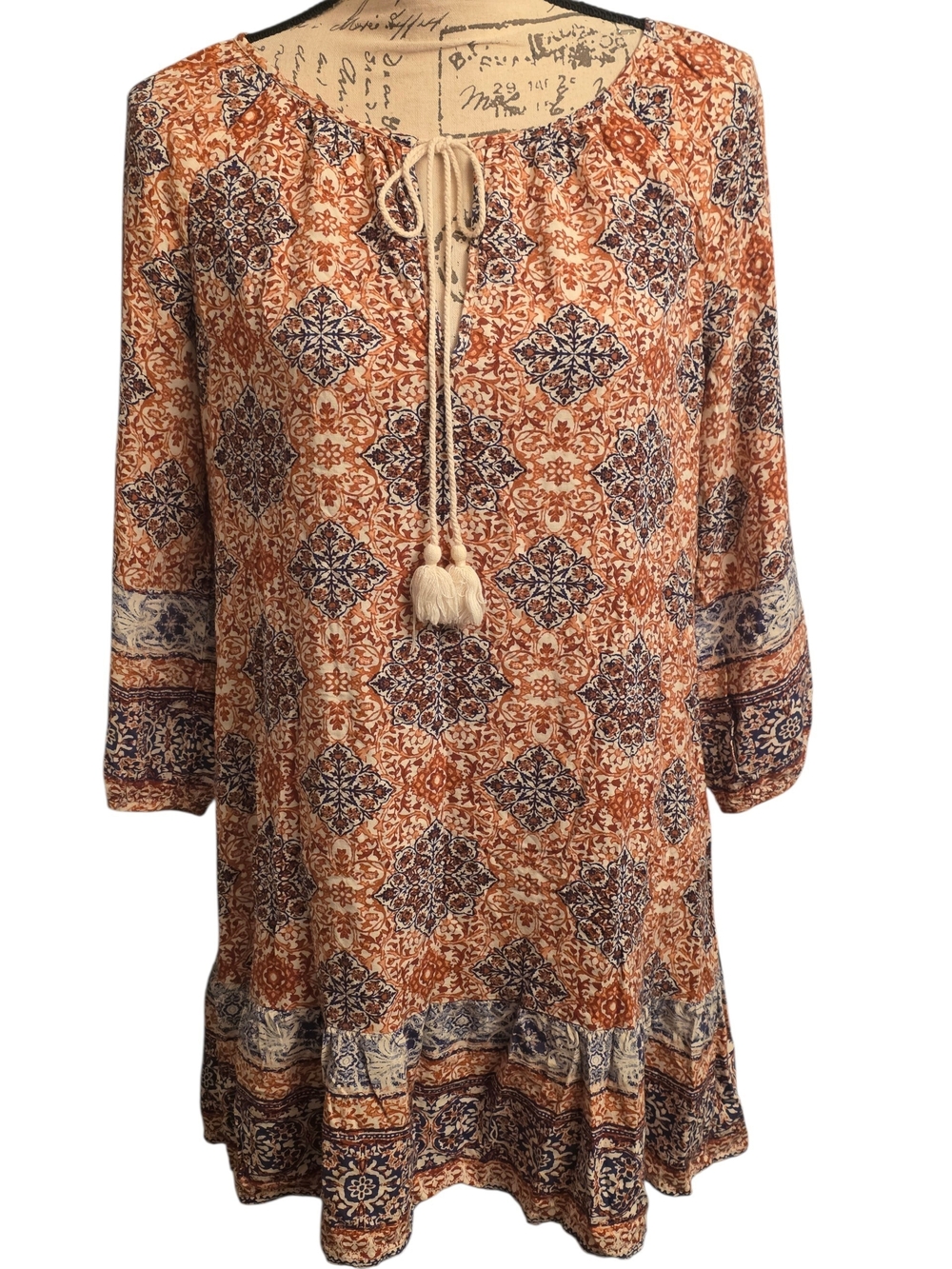 Forever 21 Bohemian Geometric & Tile Print Tunic Dress Small Euc
